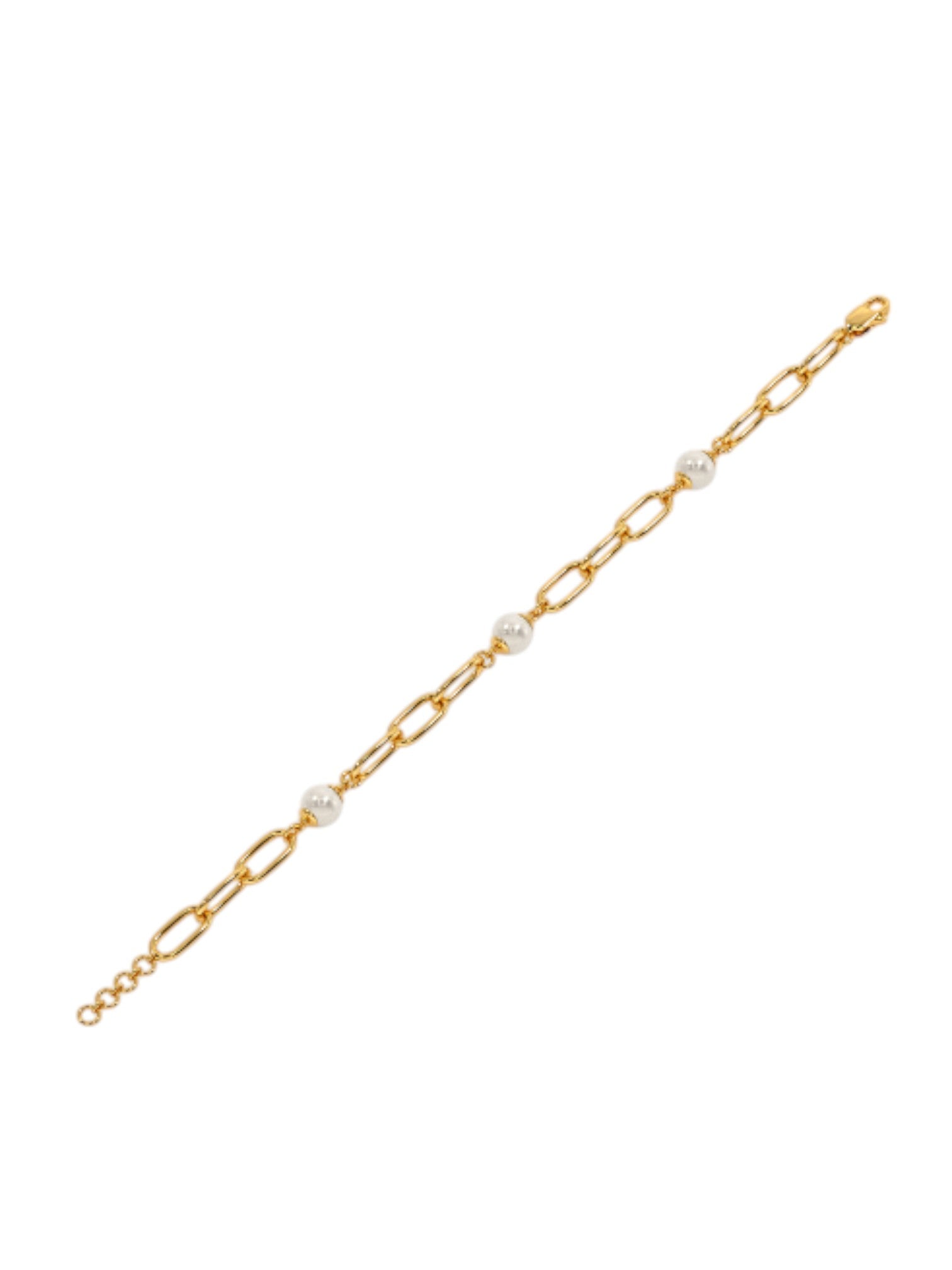 White Pearl Bracelet 925 Sterling Silver Elegant Gold Plated For Women By Kesardeep